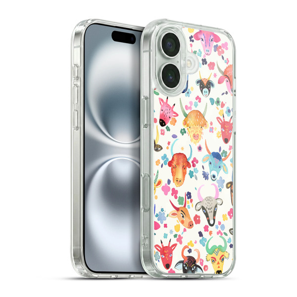 Ninola Watercolor Patterns Cute Ox Farm Soft Gel Case for Apple iPhone 16 Plus & MagSafe