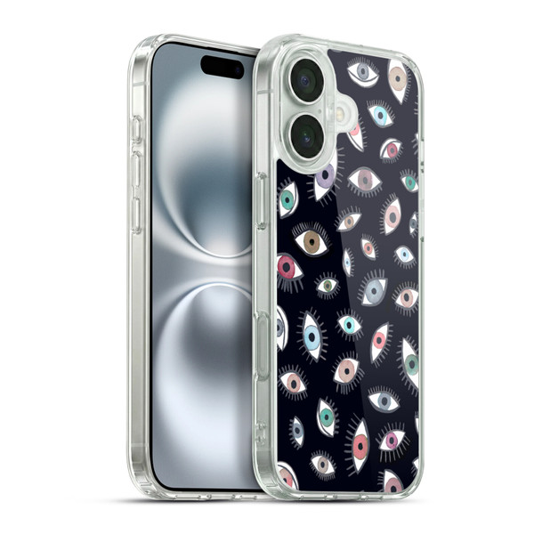 Ninola Watercolor Patterns Eyes Black Soft Gel Case for Apple iPhone 16 Plus & MagSafe