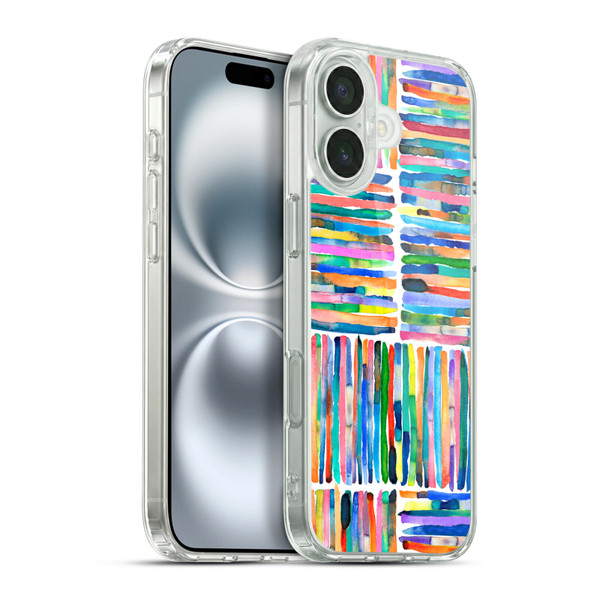 Ninola Watercolor Patterns Handpainted Stripes Soft Gel Case for Apple iPhone 16 Plus & MagSafe