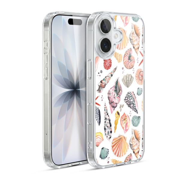 Ninola Watercolor Patterns Sea Shells Spicy Orange Soft Gel Case for Apple iPhone 17