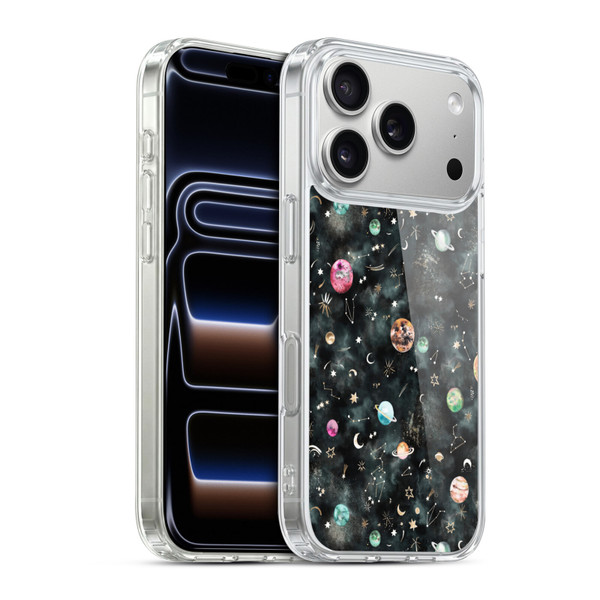 Ninola Watercolor Patterns Space Galaxy Planets Soft Gel Case for Apple iPhone 17 Pro