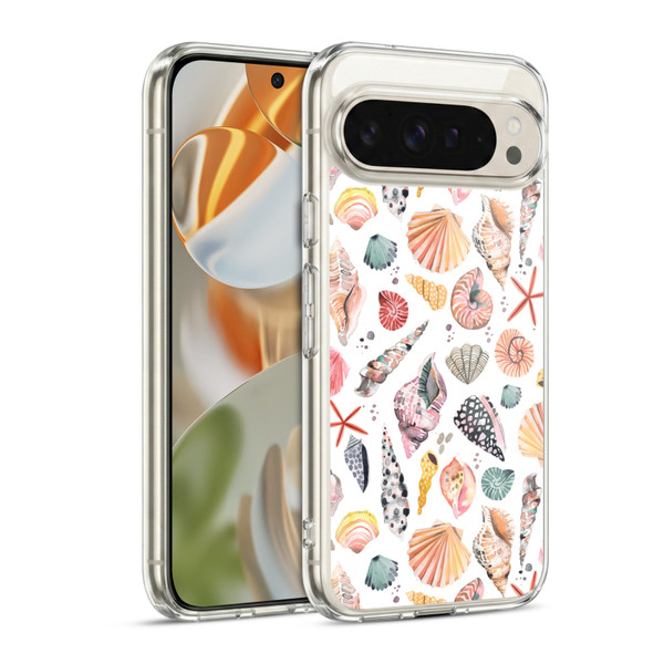 Ninola Watercolor Patterns Sea Shells Spicy Orange Soft Gel Case for Google Pixel 9 / Pixel 9 Pro