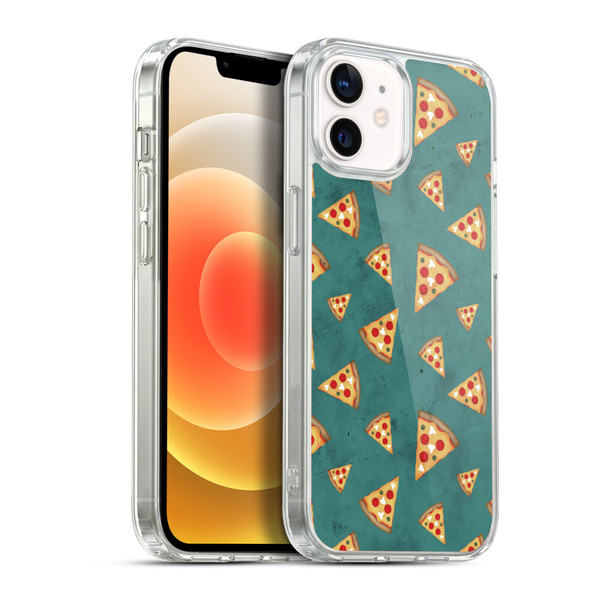 PLdesign Food Patterns Cool Fun Pizza Slices Teal Soft Gel Case for Apple iPhone 12 / iPhone 12 Pro & MagSafe