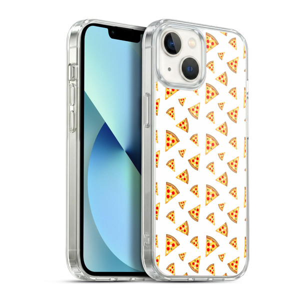 PLdesign Food Patterns Cool Fun Pizza Slices White Soft Gel Case for Apple iPhone 13