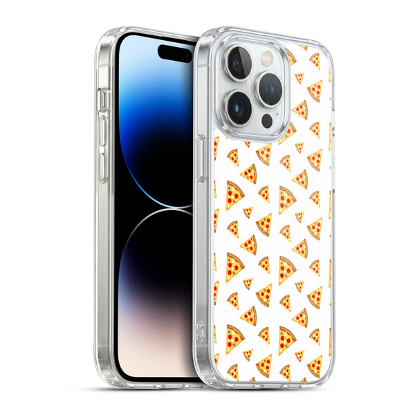 PLdesign Food Patterns Cool Fun Pizza Slices White Soft Gel Case for Apple iPhone 14 Pro & MagSafe