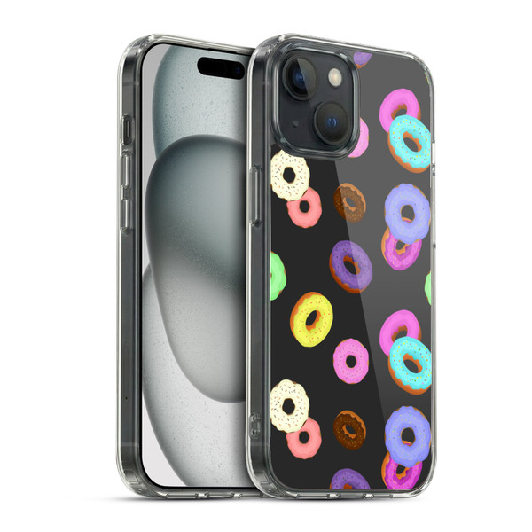 PLdesign Food Patterns Cool Fun Colorful Donuts Soft Gel Case for Apple iPhone 15 & MagSafe