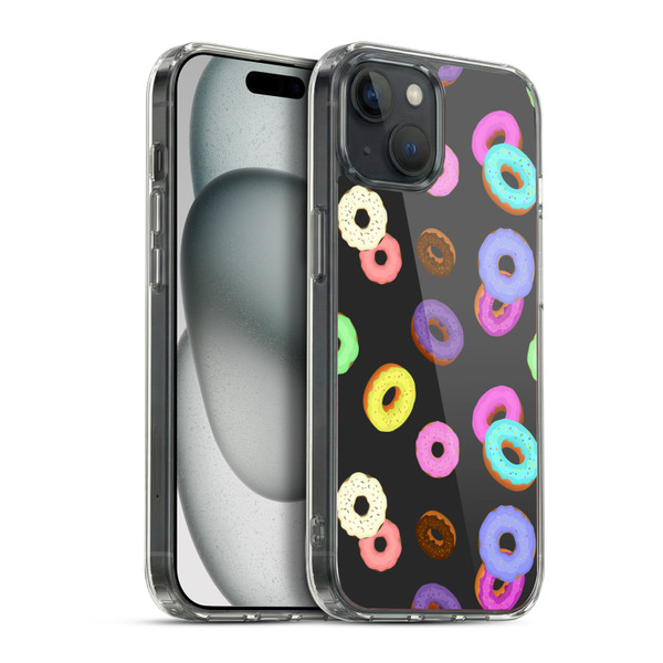 PLdesign Food Patterns Cool Fun Colorful Donuts Soft Gel Case for Apple iPhone 15 Plus & MagSafe