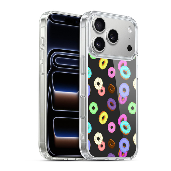 PLdesign Food Patterns Cool Fun Colorful Donuts Soft Gel Case for Apple iPhone 17 Pro