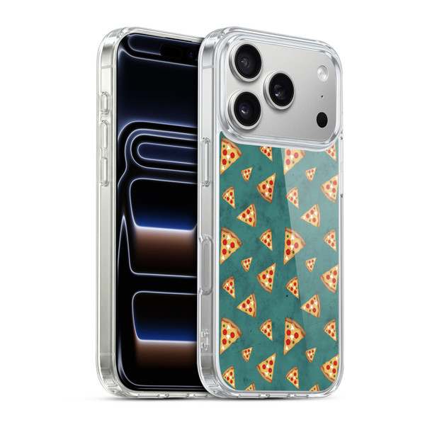 PLdesign Food Patterns Cool Fun Pizza Slices Teal Soft Gel Case for Apple iPhone 17 Pro
