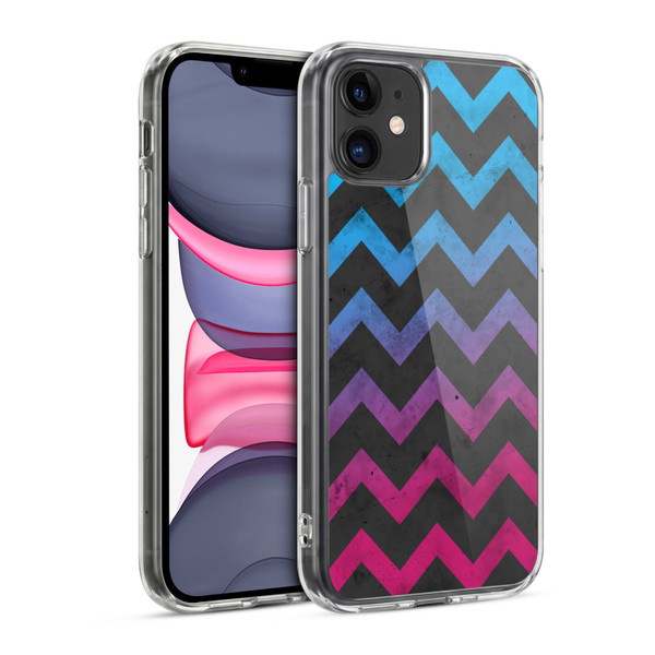 PLdesign Geometric Patterns Blue Pink Ombre Vintage Soft Gel Case for Apple iPhone 11