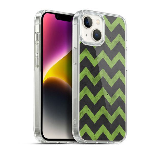 PLdesign Geometric Patterns Green Gray Vintage Soft Gel Case for Apple iPhone 14
