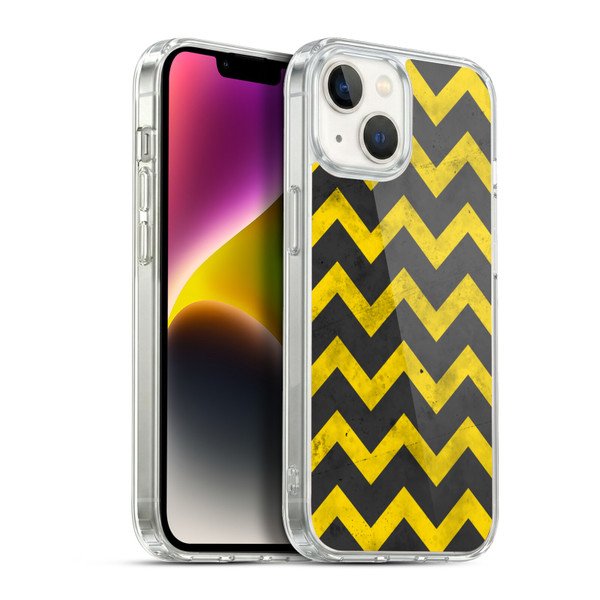 PLdesign Geometric Patterns Yellow Gray Vintage Soft Gel Case for Apple iPhone 14