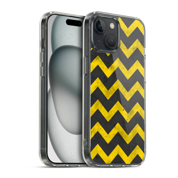 PLdesign Geometric Patterns Yellow Gray Vintage Soft Gel Case for Apple iPhone 15 & MagSafe