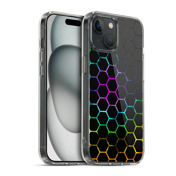 PLdesign Geometric Patterns Honeycomb Spectrum Soft Gel Case for Apple iPhone 15 & MagSafe