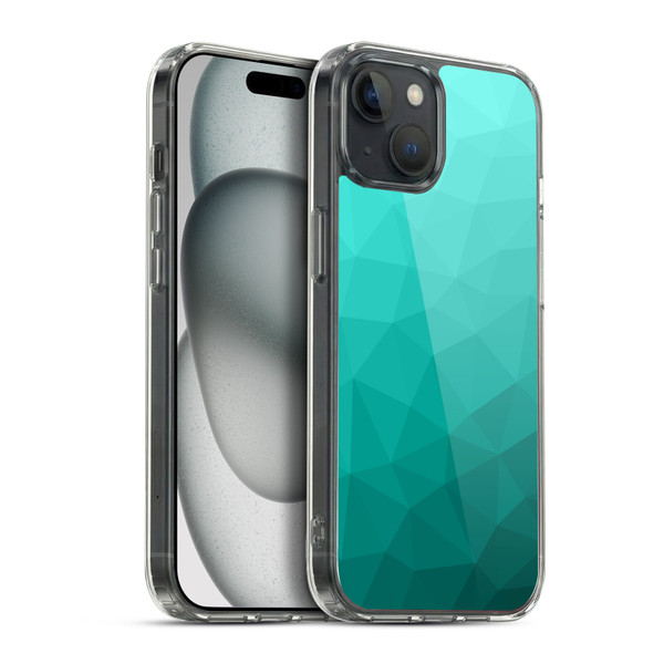 PLdesign Geometric Patterns Turquoise Gradient Mesh Soft Gel Case for Apple iPhone 15 Plus & MagSafe