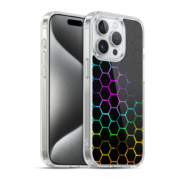 PLdesign Geometric Patterns Honeycomb Spectrum Soft Gel Case for Apple iPhone 15 Pro & MagSafe