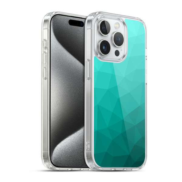 PLdesign Geometric Patterns Turquoise Gradient Mesh Soft Gel Case for Apple iPhone 15 Pro & MagSafe