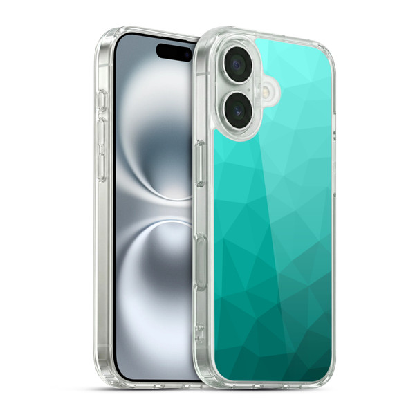 PLdesign Geometric Patterns Turquoise Gradient Mesh Soft Gel Case for Apple iPhone 16 & MagSafe