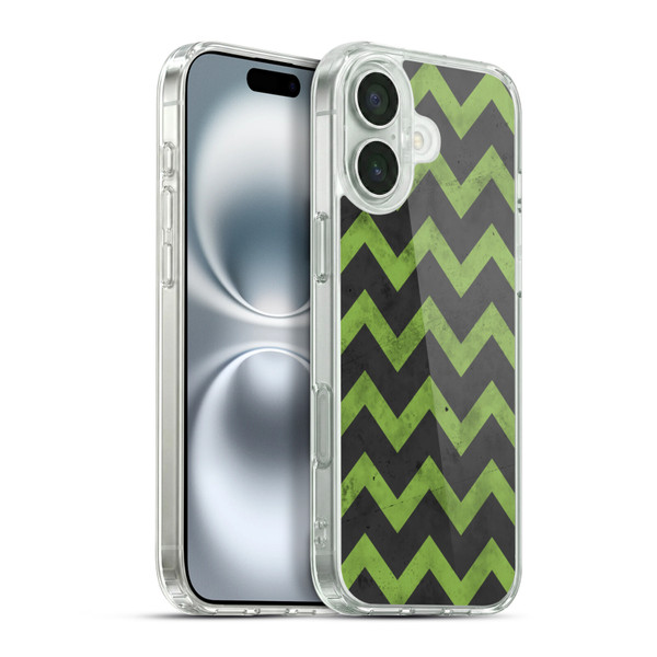 PLdesign Geometric Patterns Green Gray Vintage Soft Gel Case for Apple iPhone 16 Plus & MagSafe