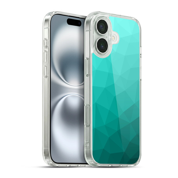 PLdesign Geometric Patterns Turquoise Gradient Mesh Soft Gel Case for Apple iPhone 16 Plus & MagSafe