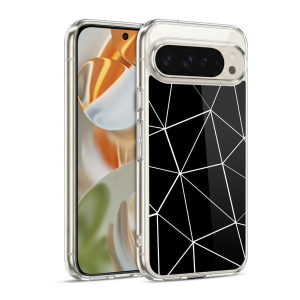 PLdesign Geometric Patterns Black Triangles White Lines Soft Gel Case for Google Pixel 9 / Pixel 9 Pro
