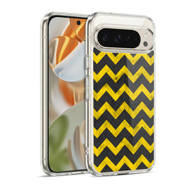 PLdesign Geometric Patterns Yellow Gray Vintage Soft Gel Case for Google Pixel 9 / Pixel 9 Pro