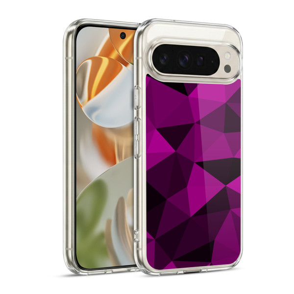PLdesign Geometric Patterns Dark Pink And Black Mesh Soft Gel Case for Google Pixel 9 / Pixel 9 Pro