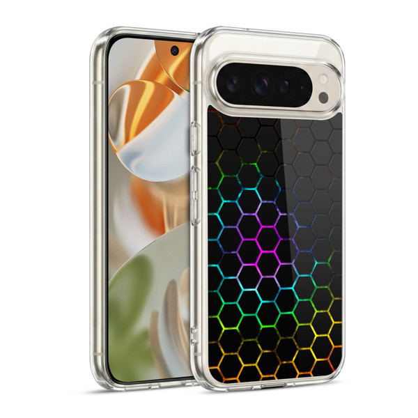 PLdesign Geometric Patterns Honeycomb Spectrum Soft Gel Case for Google Pixel 9 / Pixel 9 Pro