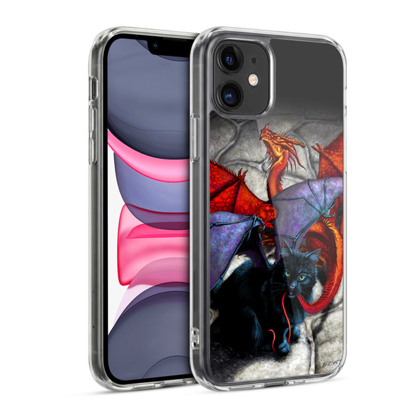 Stanley Morrison Art Bat Winged Black Cat & Dragon Soft Gel Case for Apple iPhone 11