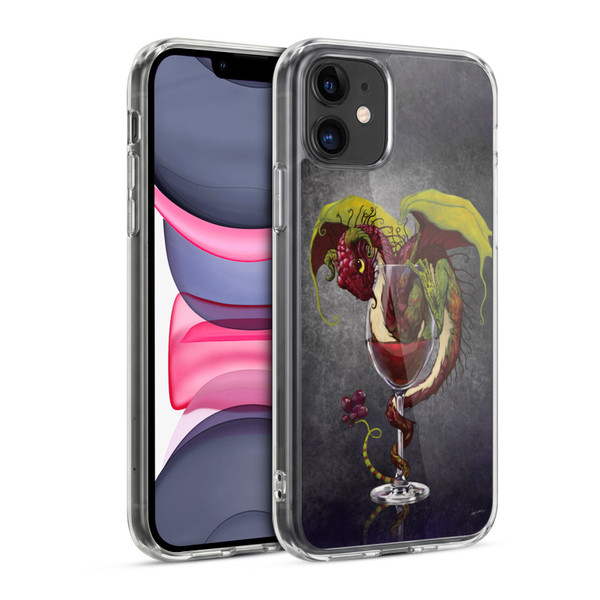 Stanley Morrison Art Red Wine, Dragon, And Grapes Soft Gel Case for Apple iPhone 11