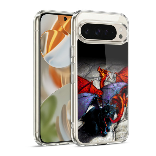 Stanley Morrison Art Bat Winged Black Cat & Dragon Soft Gel Case for Google Pixel 9 / Pixel 9 Pro