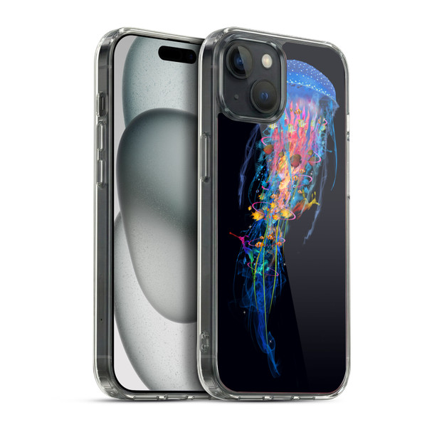 Dave Loblaw Sea Blue Jellyfish Soft Gel Case for Apple iPhone 15 Plus & MagSafe
