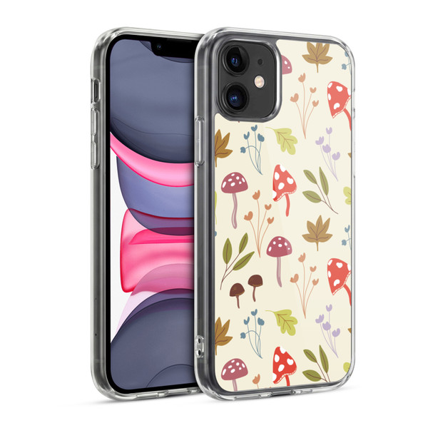 Anis Illustration Floral And Leaves Cute Mushrooms Soft Gel Case for Apple iPhone 11