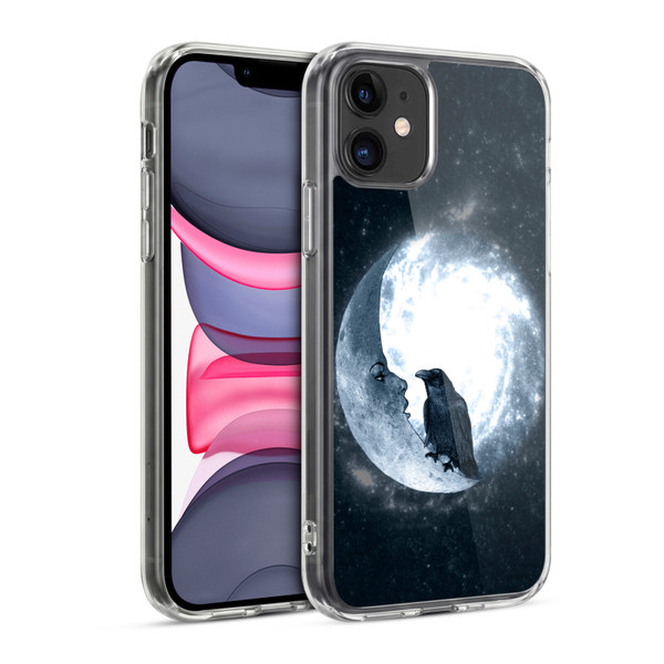 Barruf Animals Crow and Its Moon Soft Gel Case for Apple iPhone 11