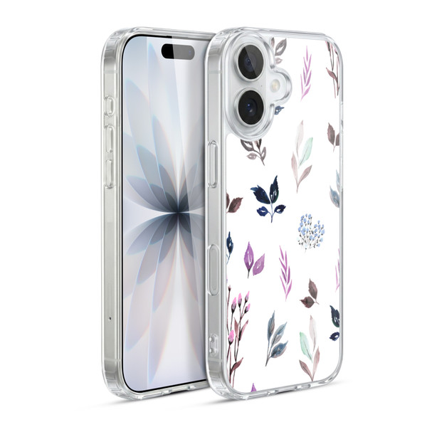 Anis Illustration Floral And Leaves Tiny Leaves Pattern Blue Soft Gel Case for Apple iPhone 17