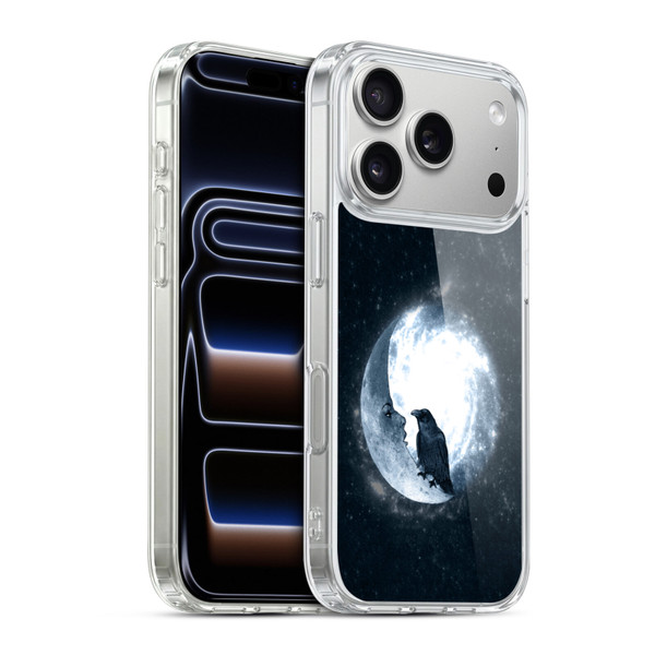 Barruf Animals Crow and Its Moon Soft Gel Case for Apple iPhone 17 Pro