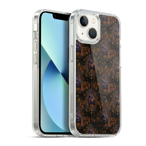 Episodic Drawing Spooky Patterns Autumn Bat Soft Gel Case for Apple iPhone 13