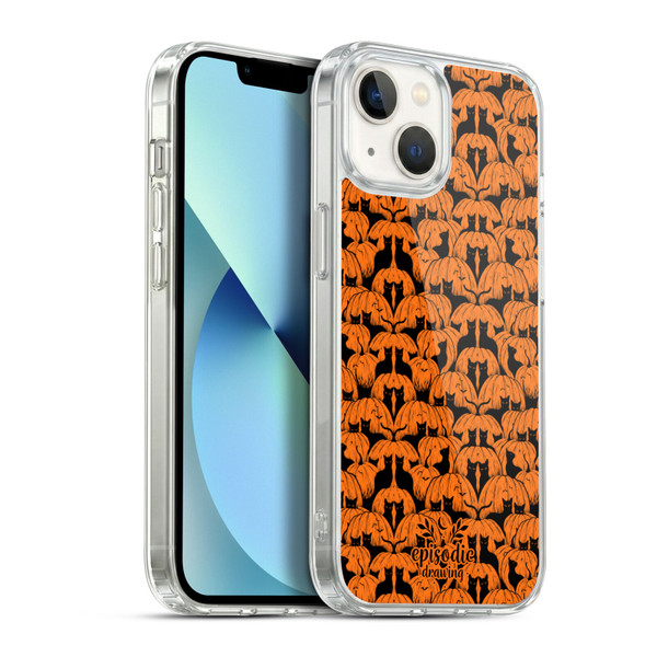 Episodic Drawing Spooky Patterns Pink Moth Soft Gel Case for Apple iPhone 13