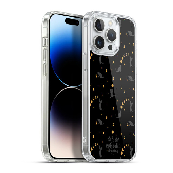 Episodic Drawing Spooky Patterns Black Cat Soft Gel Case for Apple iPhone 13 Pro Max & MagSafe