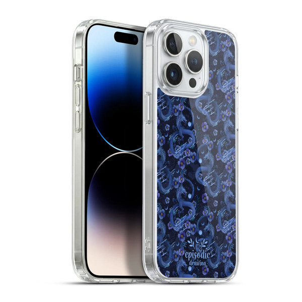 Episodic Drawing Spooky Patterns Floral Dragon Soft Gel Case for Apple iPhone 13 Pro Max & MagSafe