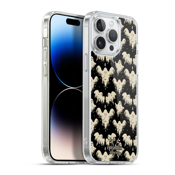 Episodic Drawing Spooky Patterns Halloween Ghost Soft Gel Case for Apple iPhone 13 Pro Max & MagSafe