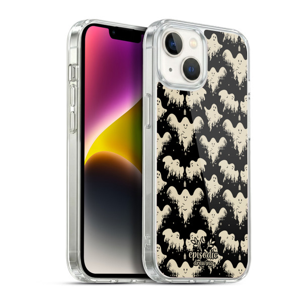 Episodic Drawing Spooky Patterns Halloween Ghost Soft Gel Case for Apple iPhone 14