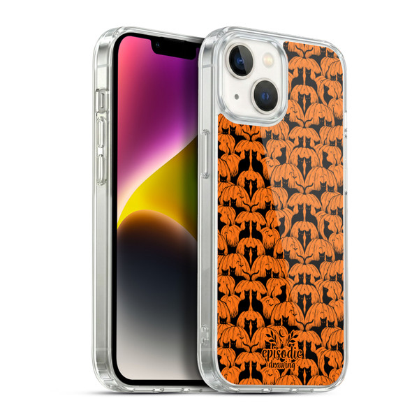 Episodic Drawing Spooky Patterns Pink Moth Soft Gel Case for Apple iPhone 14