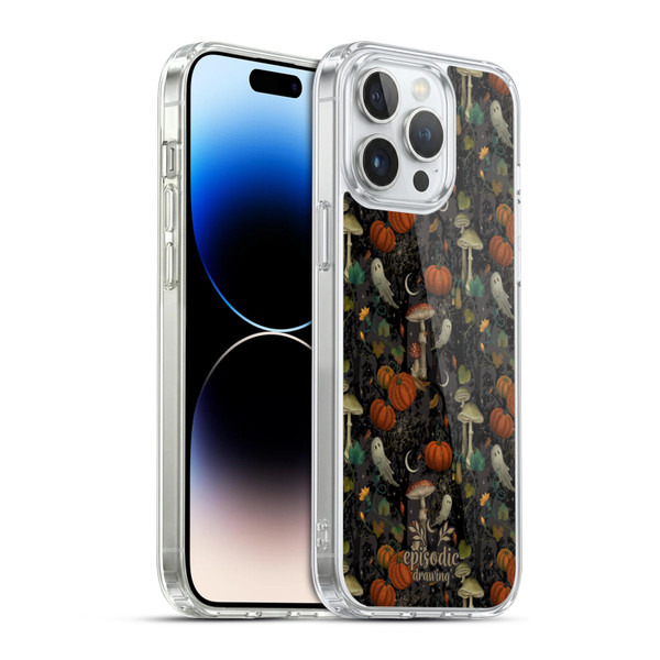 Episodic Drawing Spooky Patterns Whimsy Halloween Pumpkin Soft Gel Case for Apple iPhone 14 Pro Max & MagSafe