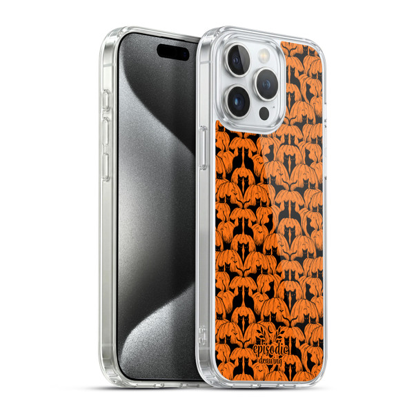 Episodic Drawing Spooky Patterns Pink Moth Soft Gel Case for Apple iPhone 15 Pro Max & MagSafe
