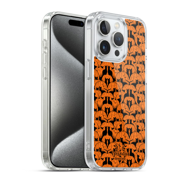 Episodic Drawing Spooky Patterns Pink Moth Soft Gel Case for Apple iPhone 15 Pro & MagSafe