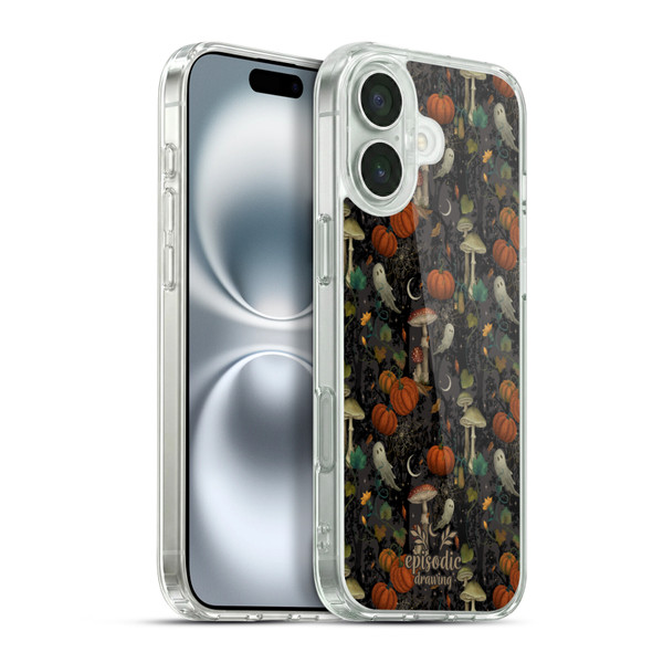 Episodic Drawing Spooky Patterns Whimsy Halloween Pumpkin Soft Gel Case for Apple iPhone 16 Plus & MagSafe