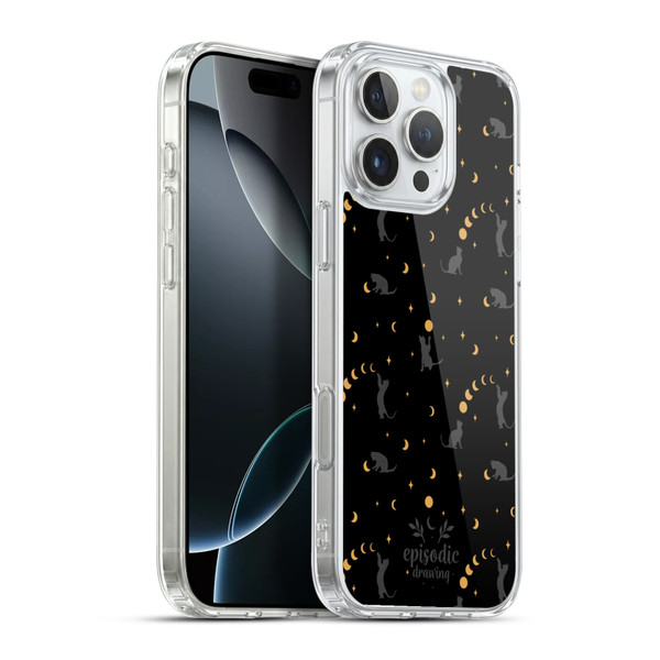 Episodic Drawing Spooky Patterns Black Cat Soft Gel Case for Apple iPhone 16 Pro Max & MagSafe