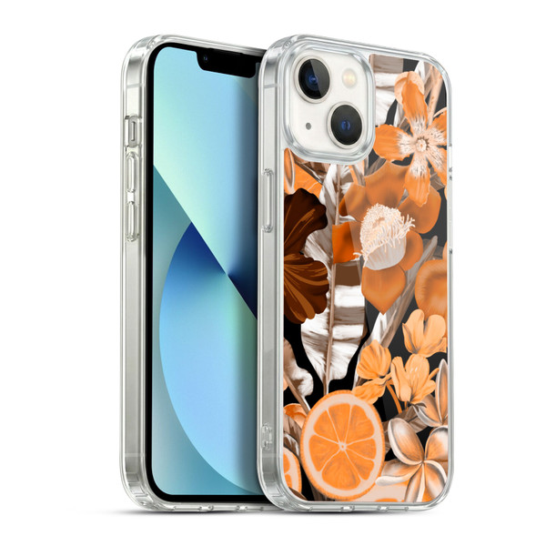 Anis Illustration Graphics Flower & Fruit Orange Soft Gel Case for Apple iPhone 13