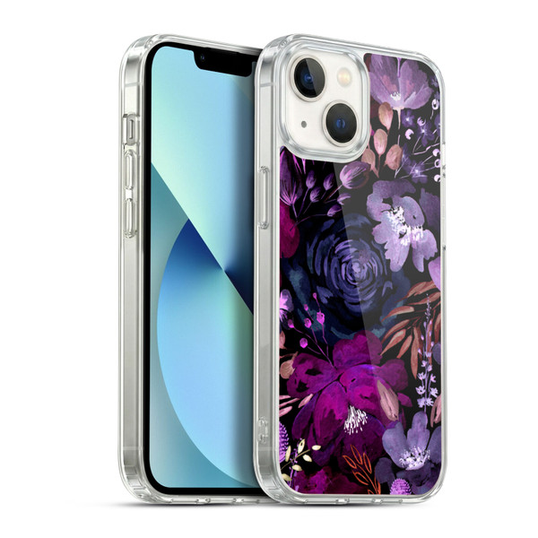 Anis Illustration Graphics Floral Chaos Purple Soft Gel Case for Apple iPhone 13